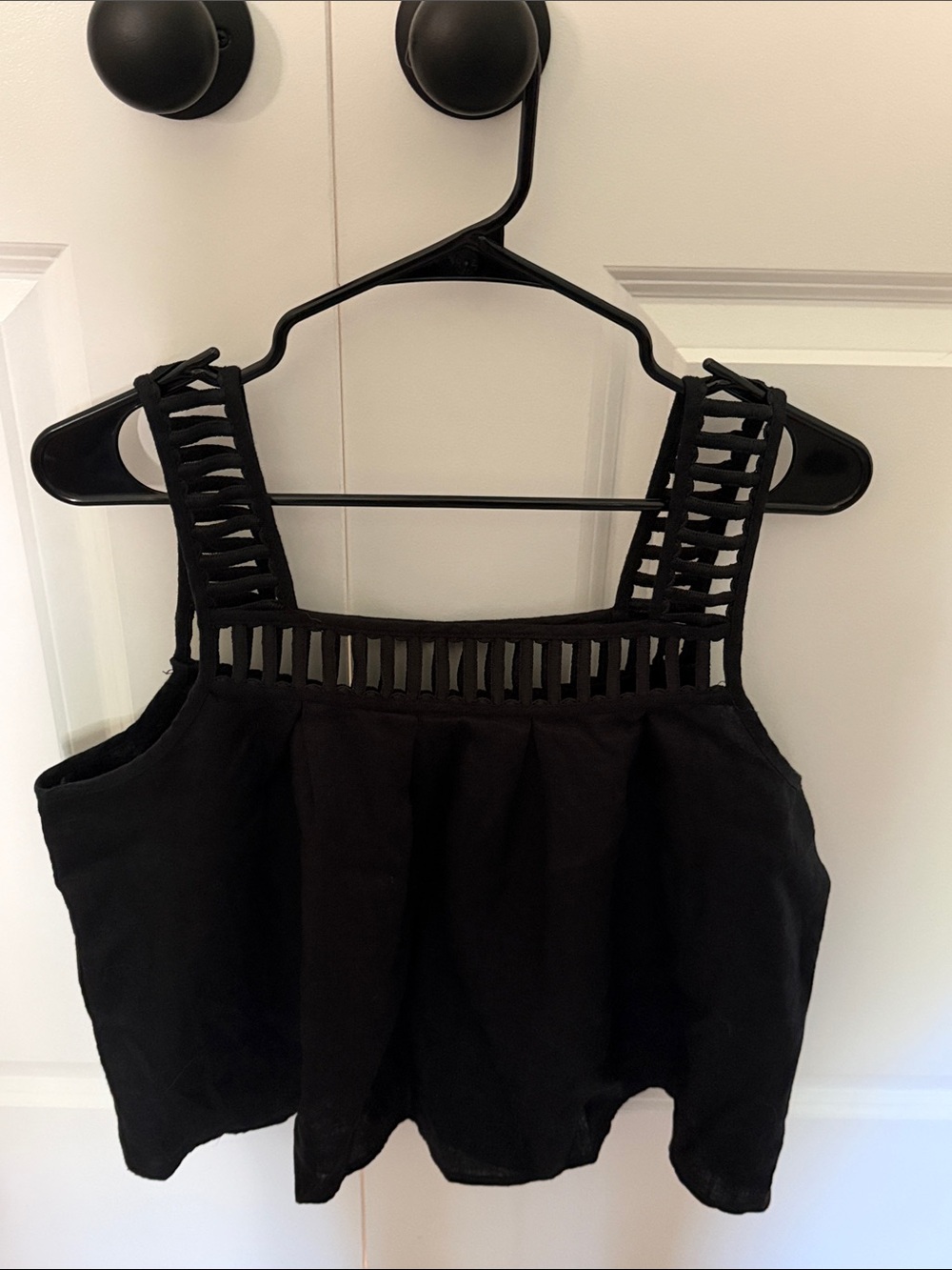 women's 100% linen black top